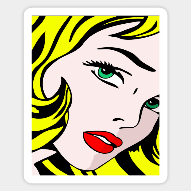 Green-Eyed Blonde Sticker by RockettGraph1cs